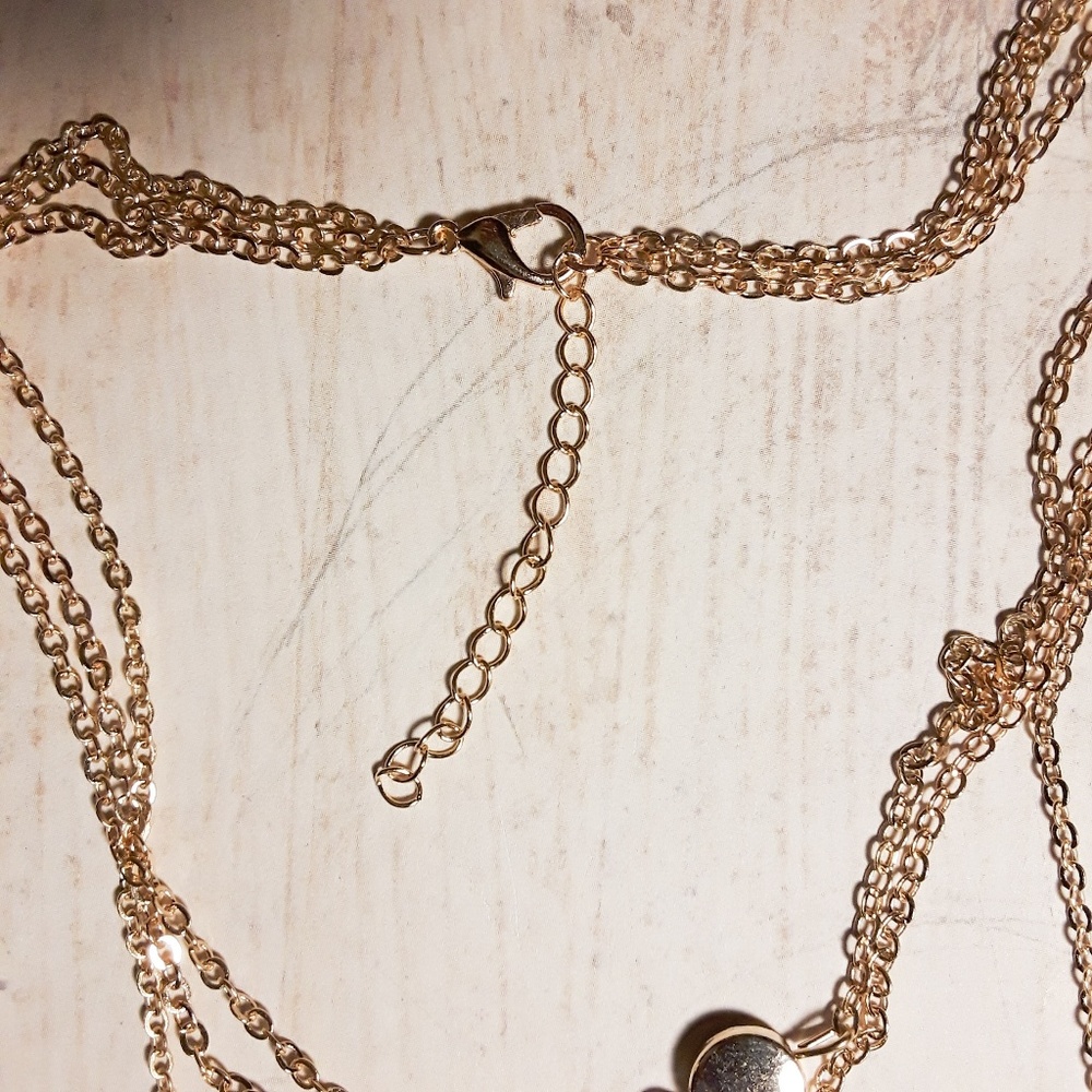 Gold Layered Chain Coin Bar Pendant Necklace - Picture 7 of 7